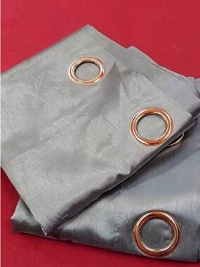 Teal Grommet Semi Transparent Curtain Panels with Rose Gold Rings